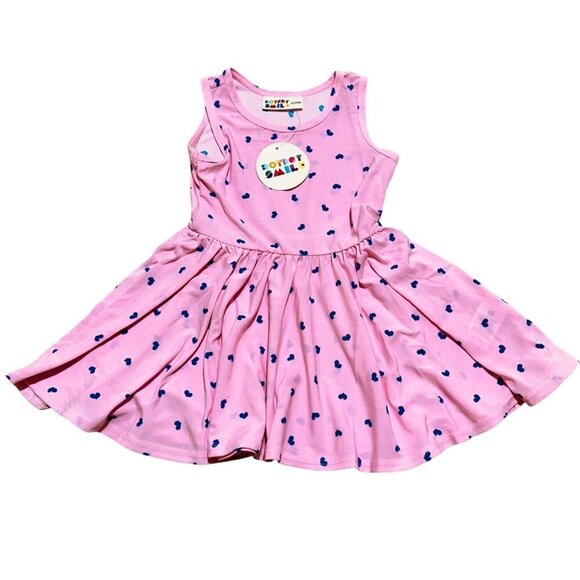 Dot Dot Smile NWT Baby Girl Size 12/24 Months Pink Blue Hearts Tank Twirl Dress - Picture 1 of 6